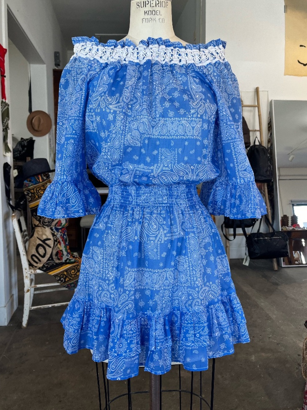 Temptation Positano Caramella Bandana Dress in Blue